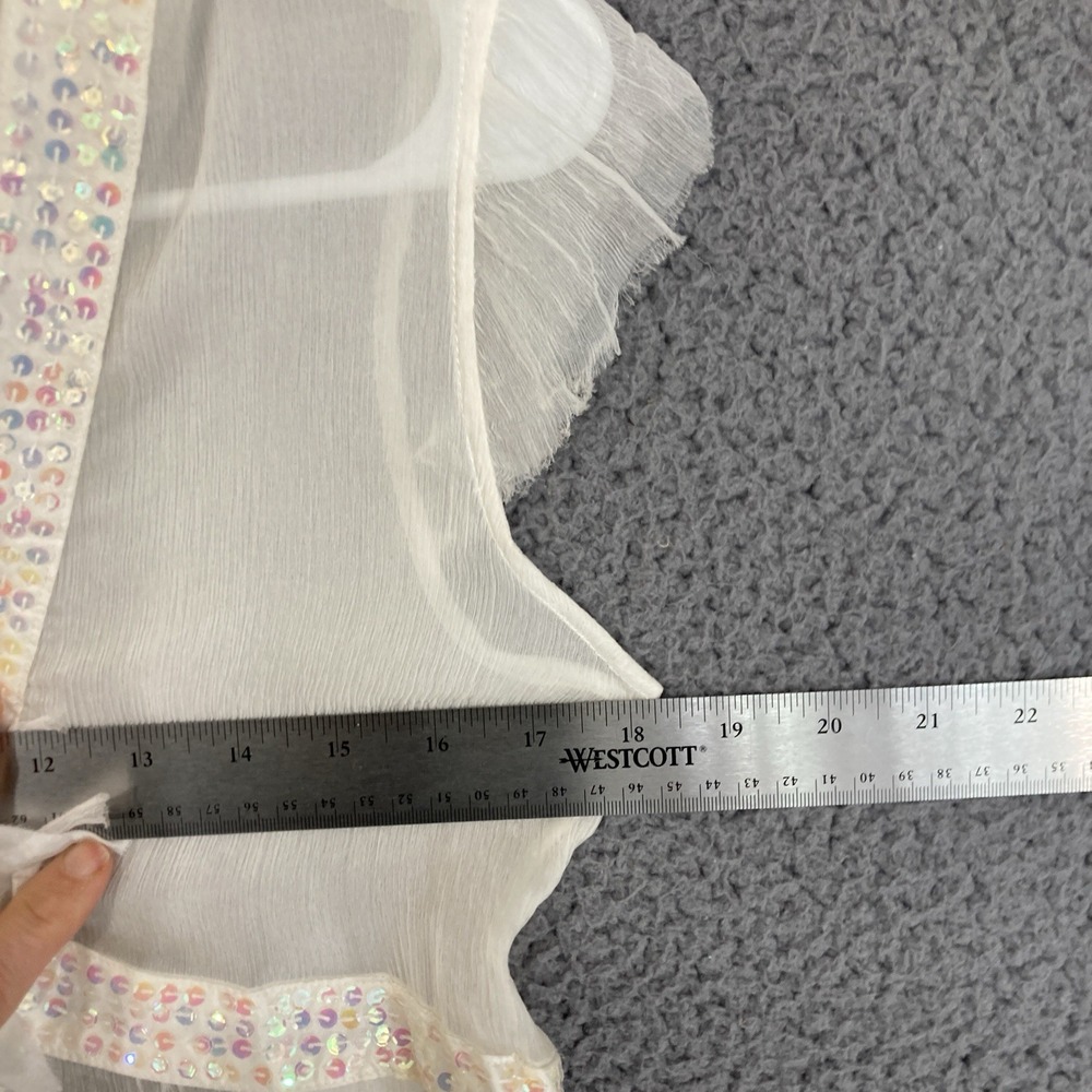 Vtg Scarlett Silk Sequin Bridal Shower Bachelorette Babydoll Chiffon Top Women M - Picture 12 of 14